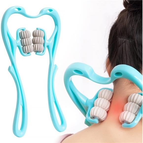 Neck Massager Cervical, Double Roller Shoulder Relaxer, Handheld - Picture 1 of 7